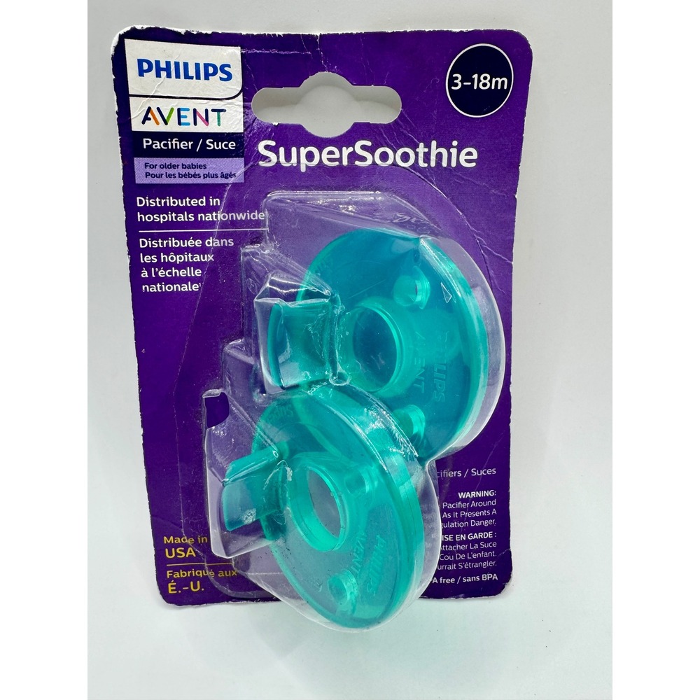 Philips Avent SuperSoothie Pacifier 3-18m Teal 2pk SCF192/05 New in Sealed Pack
